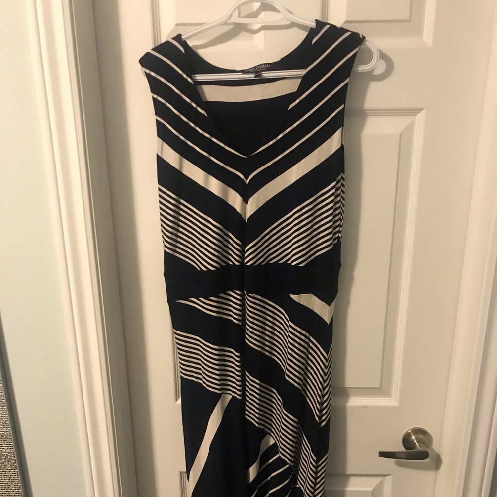 Long dress blue and cream
